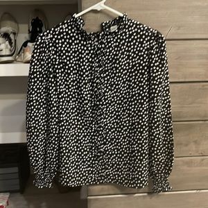 Nylon black blouse with white flowers, size XS